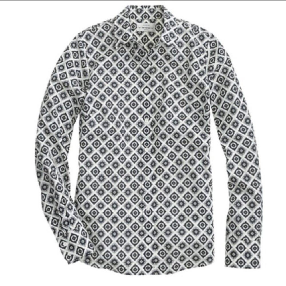 J. Crew Perfect Fit Foulard Print Button Up Shirt - Picture 3 of 8